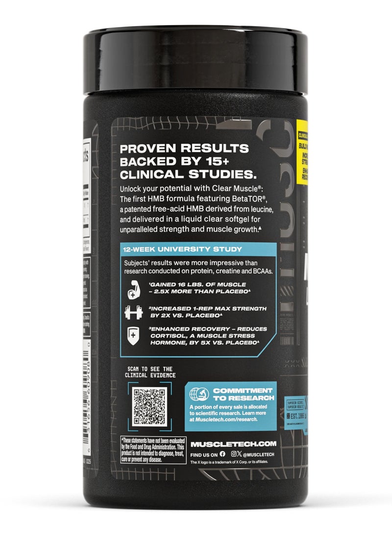 MuscleTech Clear Muscle Liquid HMB - Clinically Proven to Build Muscle, Increase Strength, Enhance Recovery - Superior Absorption to Regular HMB - 1g BetaTOR HMB - 42 Liquid Softgels - Dietary Supplement - Image 3