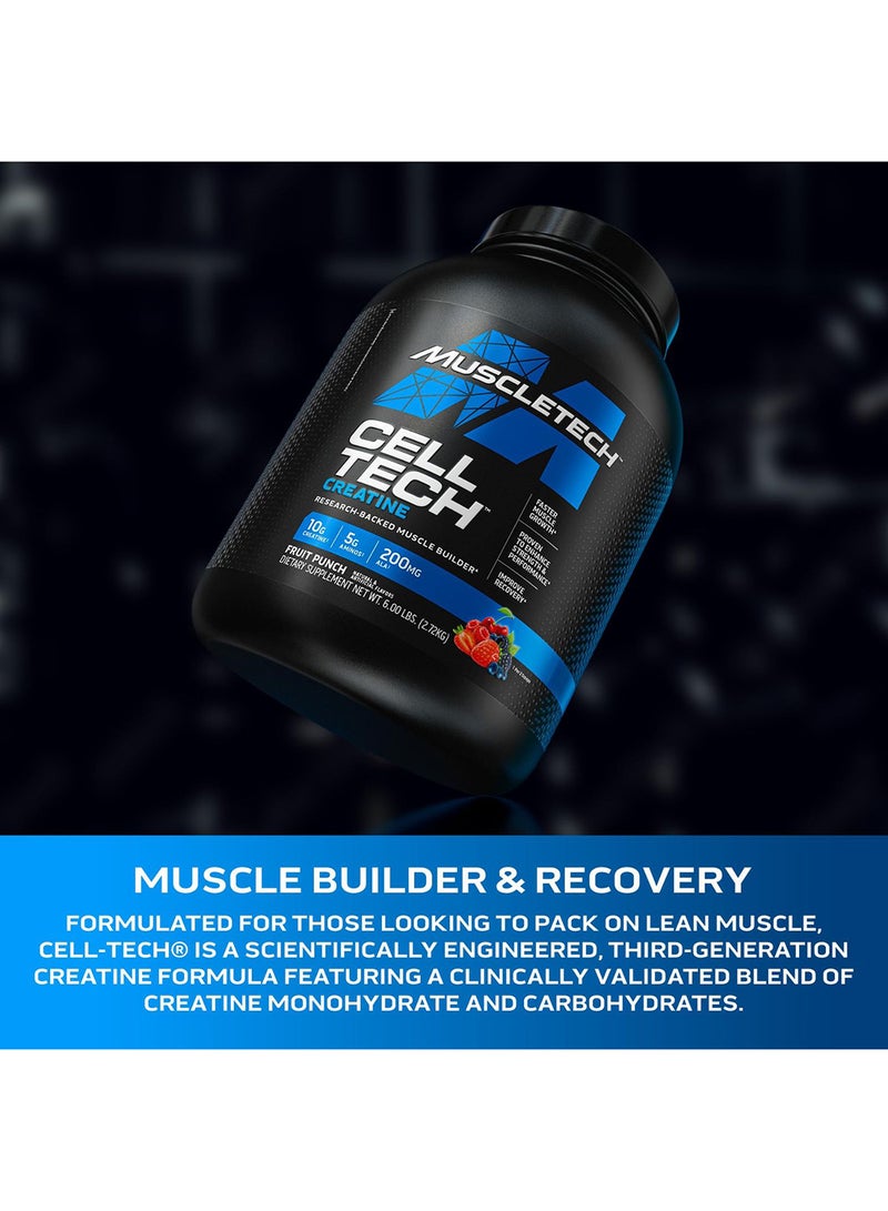 MuscleTech Cell Tech Creatine Max Strength - Builds 3.3 lbs lean muscle in 7 days - 200mg Alpha Lipoic Acid - 10g Creatine Monohydrate - 75g Carbohydrates - Fruit Punch Flavor - Dietary Supplement - Net Wt 5.80 lbs (2.63kg) - Image 4