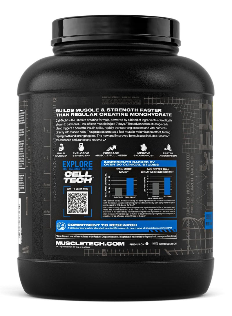 MuscleTech Cell Tech Creatine Max Strength - Builds 3.3 lbs lean muscle in 7 days - 200mg Alpha Lipoic Acid - 10g Creatine Monohydrate - 75g Carbohydrates - Fruit Punch Flavor - Dietary Supplement - Net Wt 5.80 lbs (2.63kg) - Image 3
