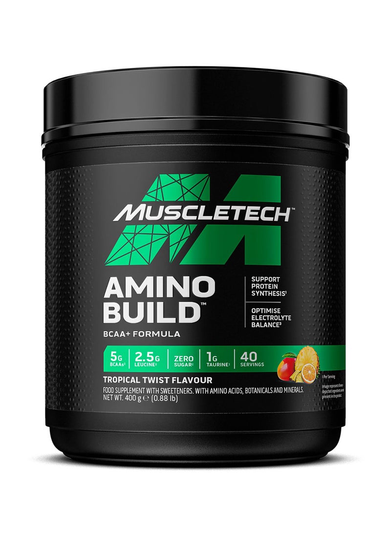 MuscleTech Amino Build - Performance-Enhancing BCAAs Formula | Shown To Boost Strength By 40% | 7G BCAAs | 4G Leucine | 2.5G Betaine | 1G Taurine | 40 Servings,  Tropical Twist Natural Flavors, Dietary Supplement, Net WT. 21.64 OZ. (614G) - Image 1