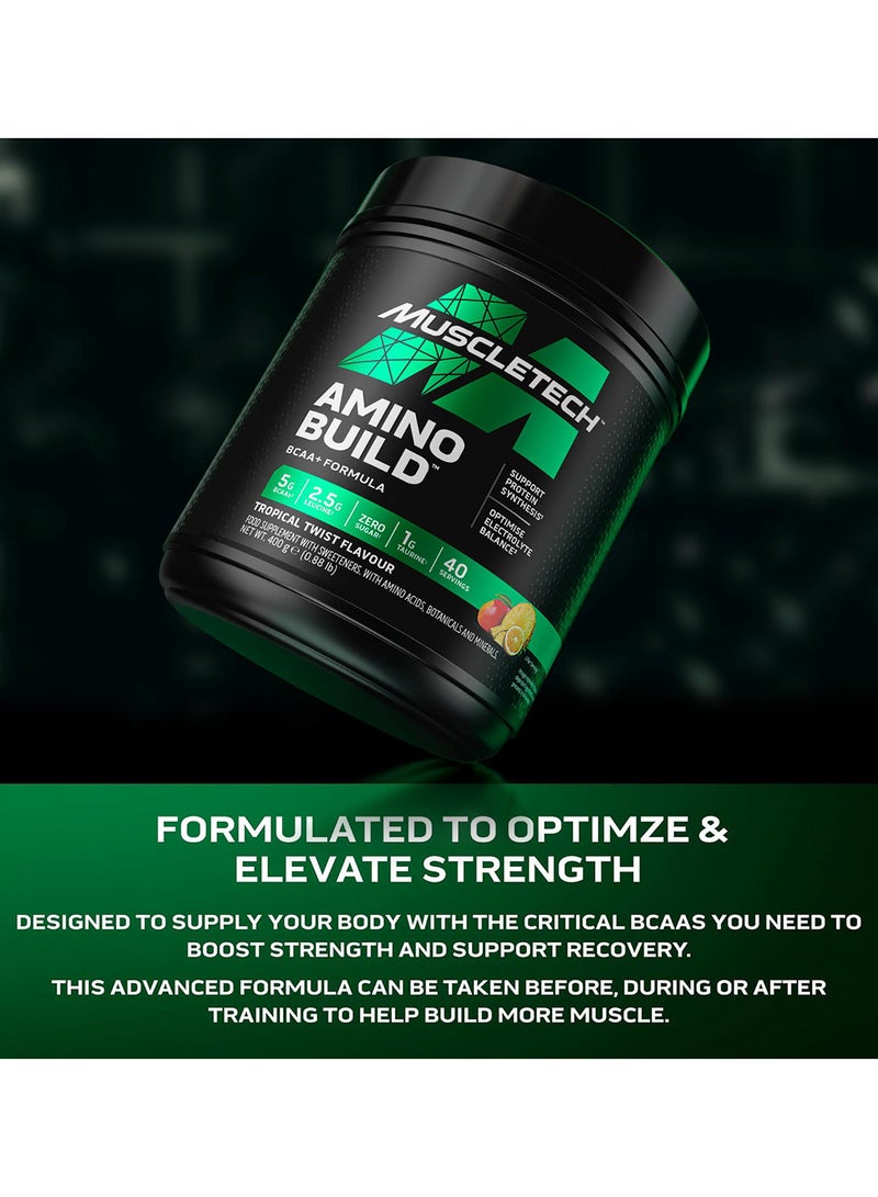 MuscleTech Amino Build - Performance-Enhancing BCAAs Formula | Shown To Boost Strength By 40% | 7G BCAAs | 4G Leucine | 2.5G Betaine | 1G Taurine | 40 Servings,  Tropical Twist Natural Flavors, Dietary Supplement, Net WT. 21.64 OZ. (614G) - Image 4