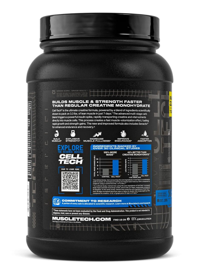 MuscleTech Cell Tech Creatine Max Strength - Builds 3.3 lbs lean muscle in 7 days - 200mg Alpha Lipoic Acid - 10g Creatine Monohydrate - 75g Carbohydrates - Tropical Citrus Punch Flavor - Dietary Supplement - Net Wt 2.90 lbs (1.32kg) - Image 3