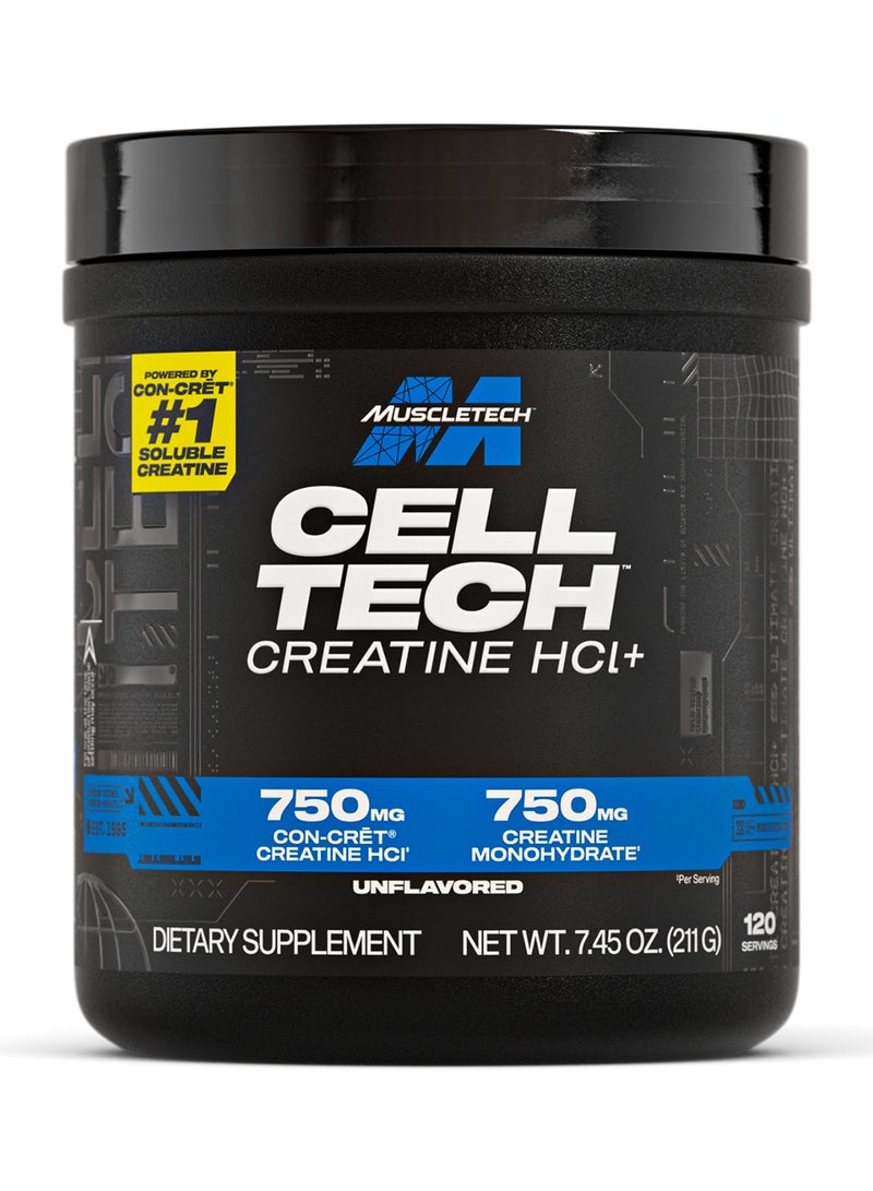 MuscleTech Cell-Tech Creactor Creatine HCL + Free-Acid Creatine, Amplify Size, Strength, & Recovery | Provides A Highly Soluble Form Of Creatine, 750MG Creatine HCL | 750MG Free-Acid Creatine | 120 Servings, Unflavored Natural Flavors, Dietary Supplement, Net WT. 8.47 OZ. (240G), 1 Per Serving - Image 1