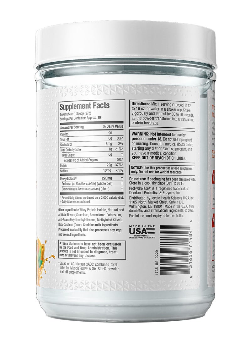 MuscleTech ISO Whey Clear Ultra-Pure Whey Protein Isolate, 22G Protein | 0G Fat | 1G Carbs, Light & Crisp Fruit Flavor | Build Lean Muscle | 220MG Prohydrolase For 20% Better Absorption, Orange Dreamsicle Natural & Artificial Flavors,  Dietary Supplement Net WT. 1.11 LBS. (505G) - Image 2