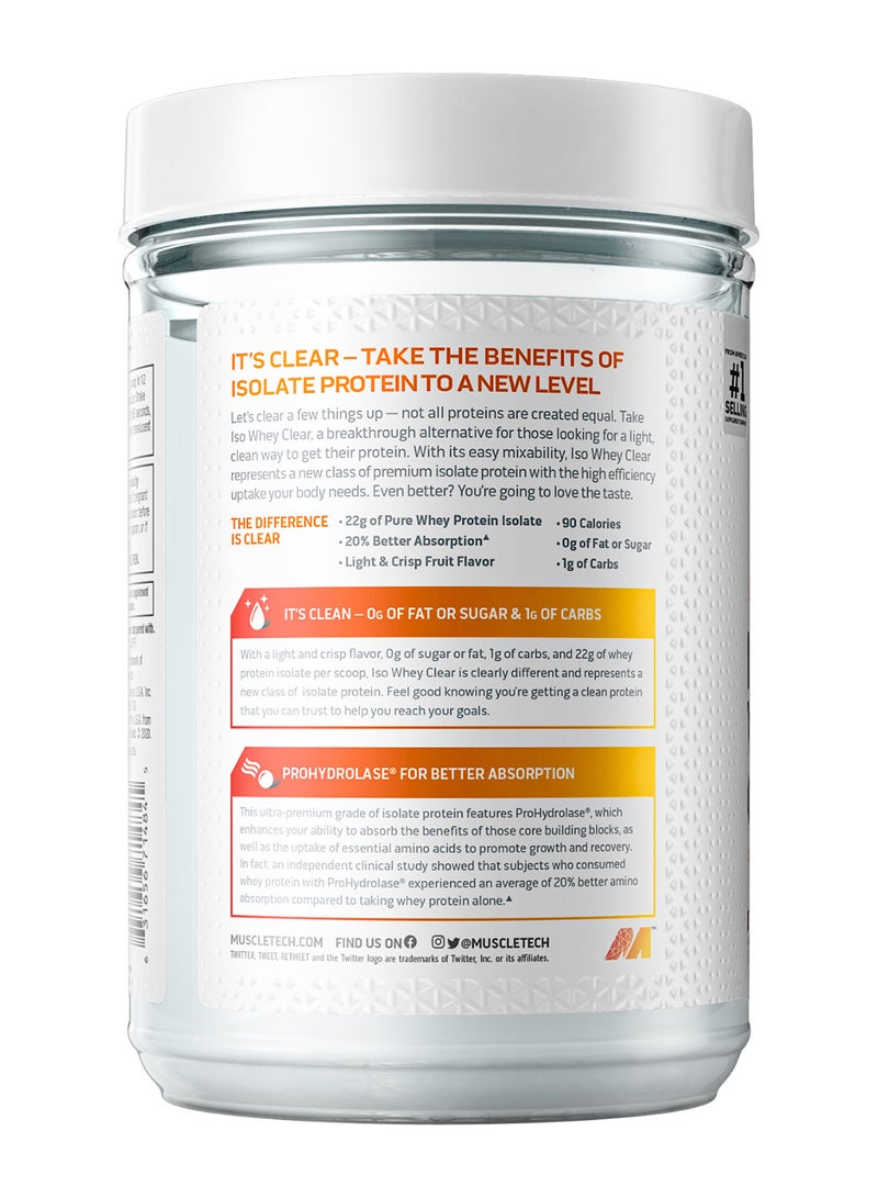 MuscleTech ISO Whey Clear Ultra-Pure Whey Protein Isolate, 22G Protein | 0G Fat | 1G Carbs, Light & Crisp Fruit Flavor | Build Lean Muscle | 220MG Prohydrolase For 20% Better Absorption, Orange Dreamsicle Natural & Artificial Flavors,  Dietary Supplement Net WT. 1.11 LBS. (505G) - Image 3