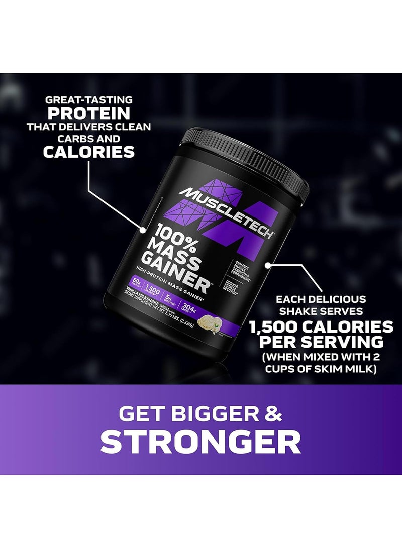 MuscleTech 100% Mass Gainer High-Protein Mass Gainer - 60g Protein - 1,500 Calories - 5g Creatine - 304g Carbs - Vanilla Milkshake Flavor - Dietary Supplement - Net Wt 5.15 lbs (2.33kg) - Image 4