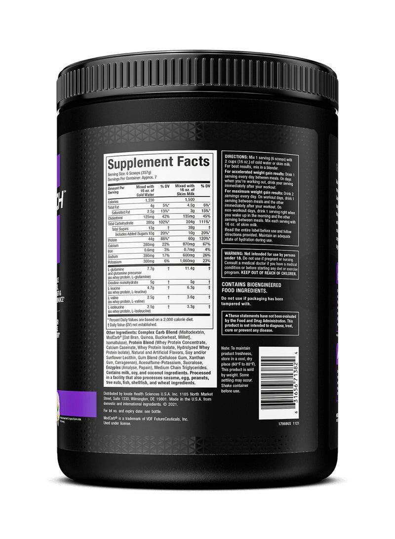 MuscleTech 100% Mass Gainer High-Protein Mass Gainer - 60g Protein - 1,500 Calories - 5g Creatine - 304g Carbs - Vanilla Milkshake Flavor - Dietary Supplement - Net Wt 5.15 lbs (2.33kg) - Image 2