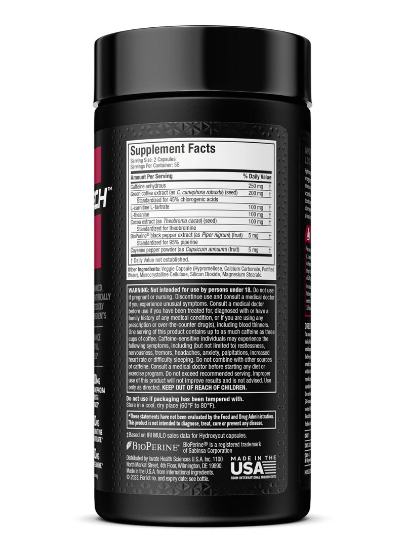 MuscleTech Hydroxycut Hardcore Elite Weight Loss and Energy Supplement with Green Coffee, Coleus Forskohlii & L-Theanine, Thermogenic Fat Burner for Men & Women, 110 Rapid-Release Caps. - Image 2