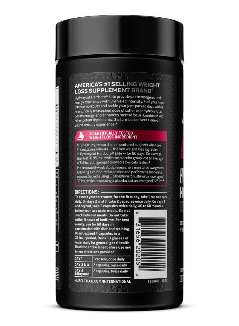 MuscleTech Hydroxycut Hardcore Elite Weight Loss and Energy Supplement with Green Coffee, Coleus Forskohlii & L-Theanine, Thermogenic Fat Burner for Men & Women, 110 Rapid-Release Caps. - Image 3