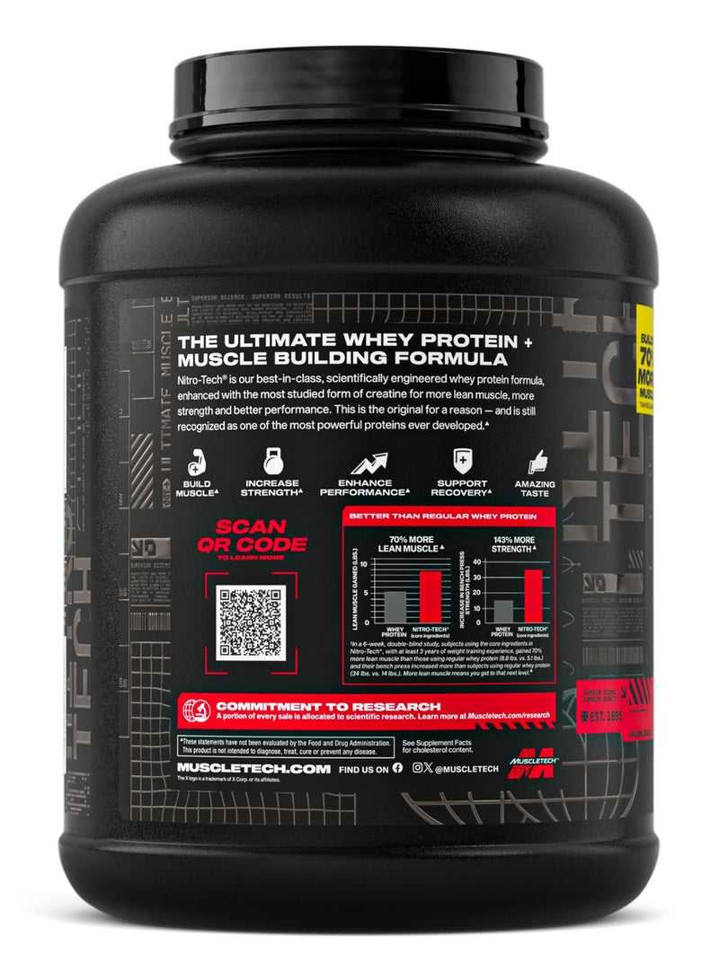 MuscleTech Nitro-Tech Whey Protein Powder, Vanilla Cream Flavor, 30g Protein & 3g Creatine per Serving for Muscle Building & Recovery, Builds 70% More Muscle Than Regular Whey, 4 lbs (1.81 kg). - Image 3
