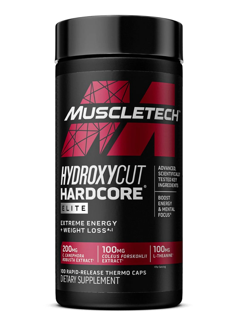 MuscleTech Hydroxycut Hardcore Elite Weight Loss and Energy Supplement with 200mg Green Coffee, 100mg Coleus Forskohlii & 100mg L-Theanine, Thermogenic Fat Burner for Men & Women, 100 Rapid-Release Caps. - Image 1