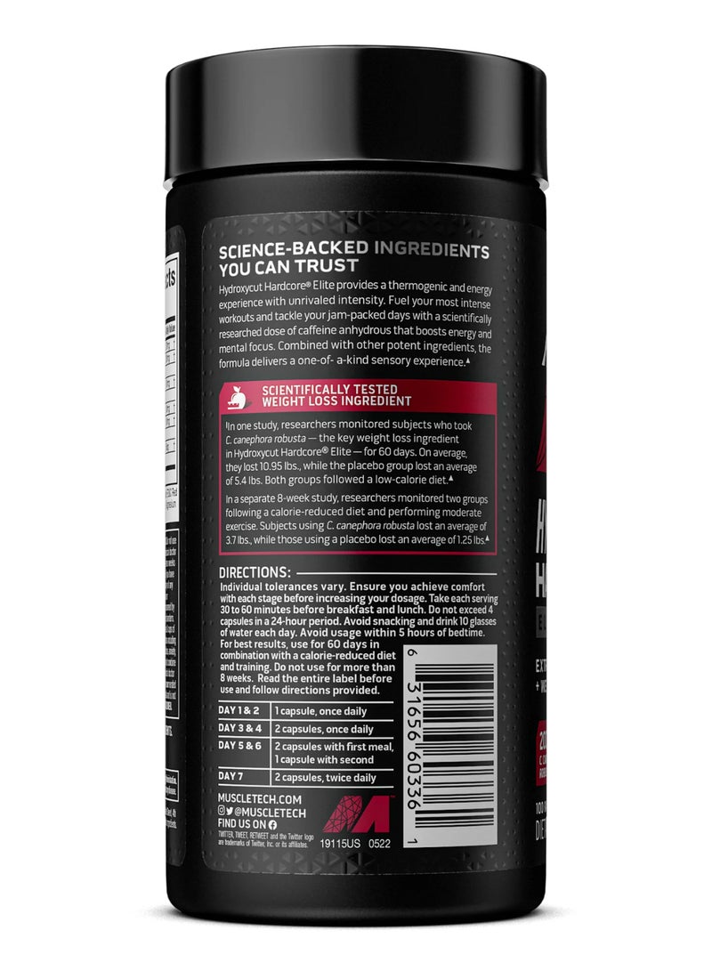 MuscleTech Hydroxycut Hardcore Elite Weight Loss and Energy Supplement with 200mg Green Coffee, 100mg Coleus Forskohlii & 100mg L-Theanine, Thermogenic Fat Burner for Men & Women, 100 Rapid-Release Caps. - Image 3