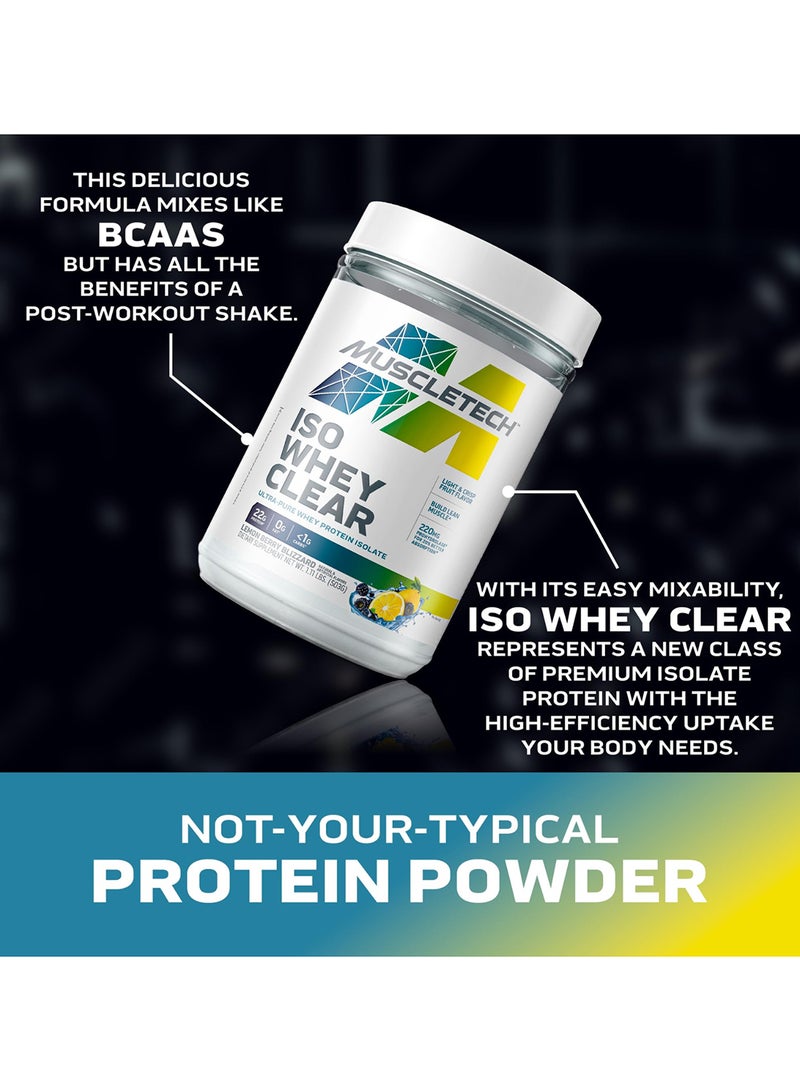 MuscleTech ISO Whey Clear Ultra-Pure Whey Protein Isolate, 22G Protein | 0G Fat | <1G Carbs | Light & Crisp Fruit Flavor Build Lean Muscle | 220MG Prohydrolase For 20% Better Absorption | Lemon Berry Blizzard Natural & Artificial Flavors, Dietary Supplement Net WT. 1.11 LBS. (503G) - Image 4
