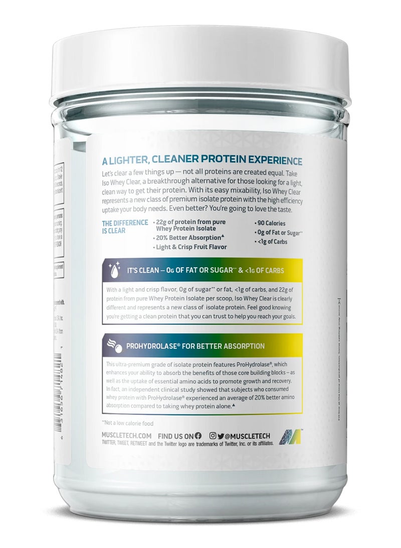 MuscleTech ISO Whey Clear Ultra-Pure Whey Protein Isolate, 22G Protein | 0G Fat | <1G Carbs | Light & Crisp Fruit Flavor Build Lean Muscle | 220MG Prohydrolase For 20% Better Absorption | Lemon Berry Blizzard Natural & Artificial Flavors, Dietary Supplement Net WT. 1.11 LBS. (503G) - Image 3
