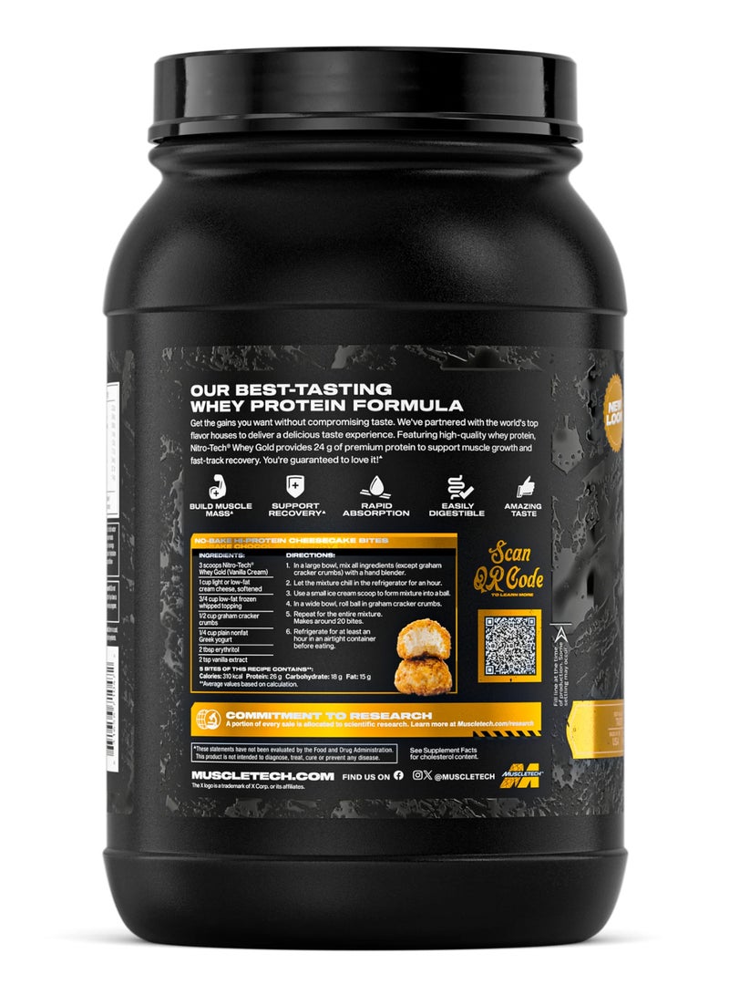 MuscleTech Nitro-Tech Whey Gold Gourmet Whey Protein - New Look - 24G Protein 5.4G BCAAs Vanilla Cream Natural & Artificial Flavors, Dietary Supplement, Net WT. 2.00 LBS. (907 G) - Image 3