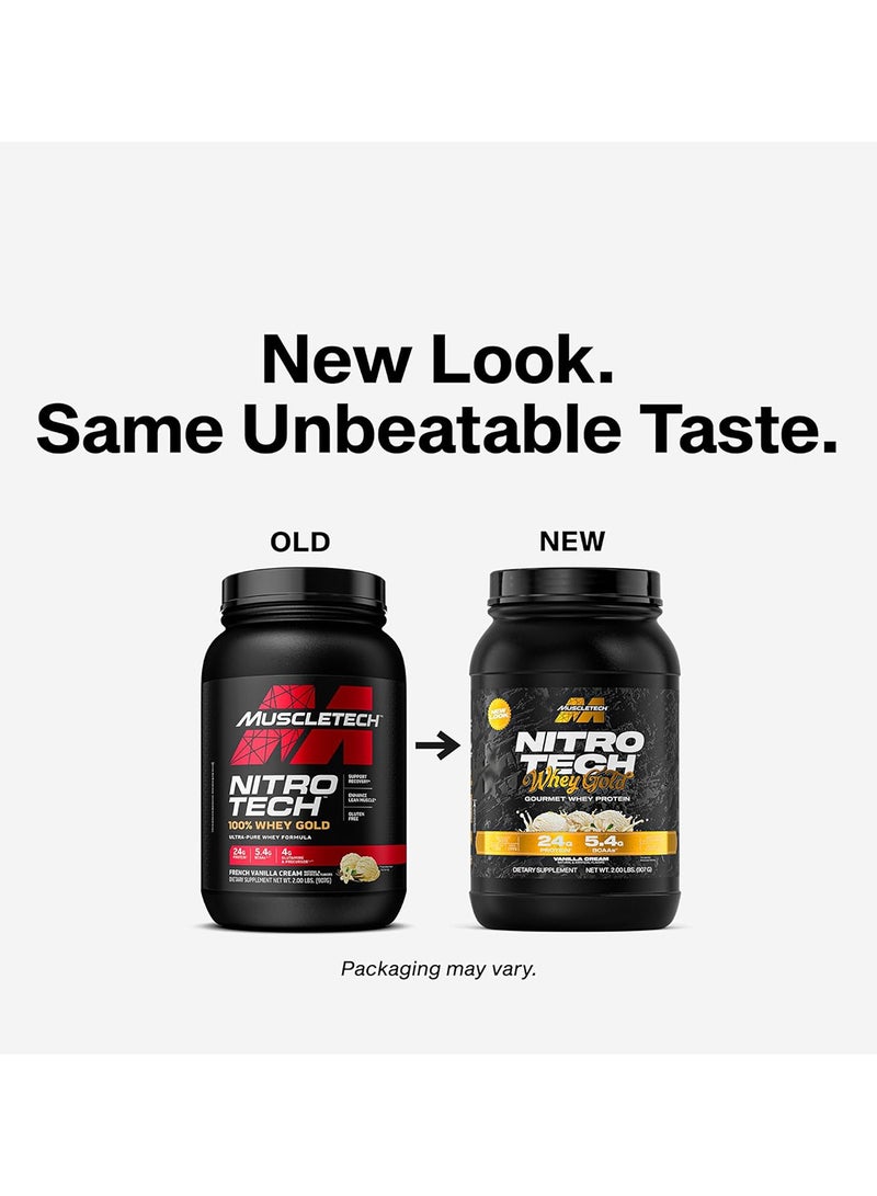MuscleTech Nitro-Tech Whey Gold Gourmet Whey Protein - New Look - 24G Protein 5.4G BCAAs Vanilla Cream Natural & Artificial Flavors, Dietary Supplement, Net WT. 2.00 LBS. (907 G) - Image 4