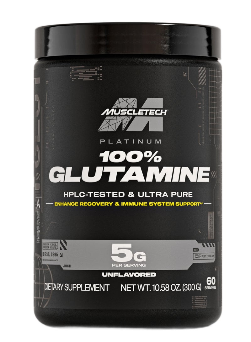 MuscleTech Platinum 100% Glutamine Powder â€“ 5g Glutamine per Serving for Enhanced Muscle Recovery & Post-Workout Support, Unflavored, 60 Servings (300g / 10.58 oz). - Image 1
