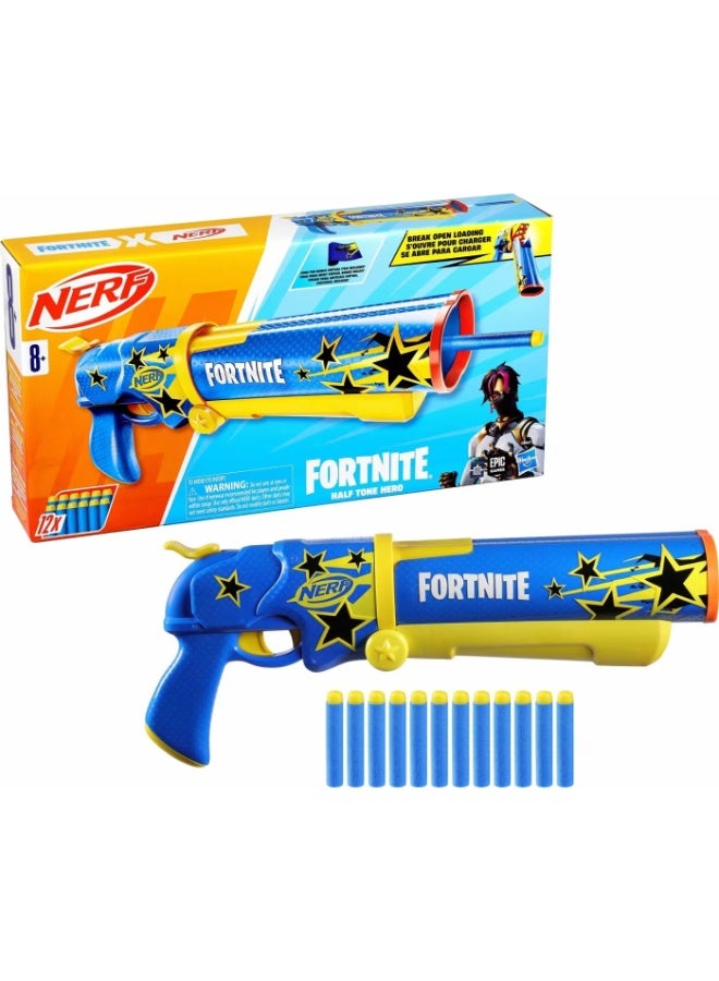 Nerf Fortnite Half Tone Hero Blaster, Bonus Code To Unlock Half Tone Hero Wrap in the Game, Break Open Loading, 12 Nerf Elite Darts, Fortnite Gifts - Image 3