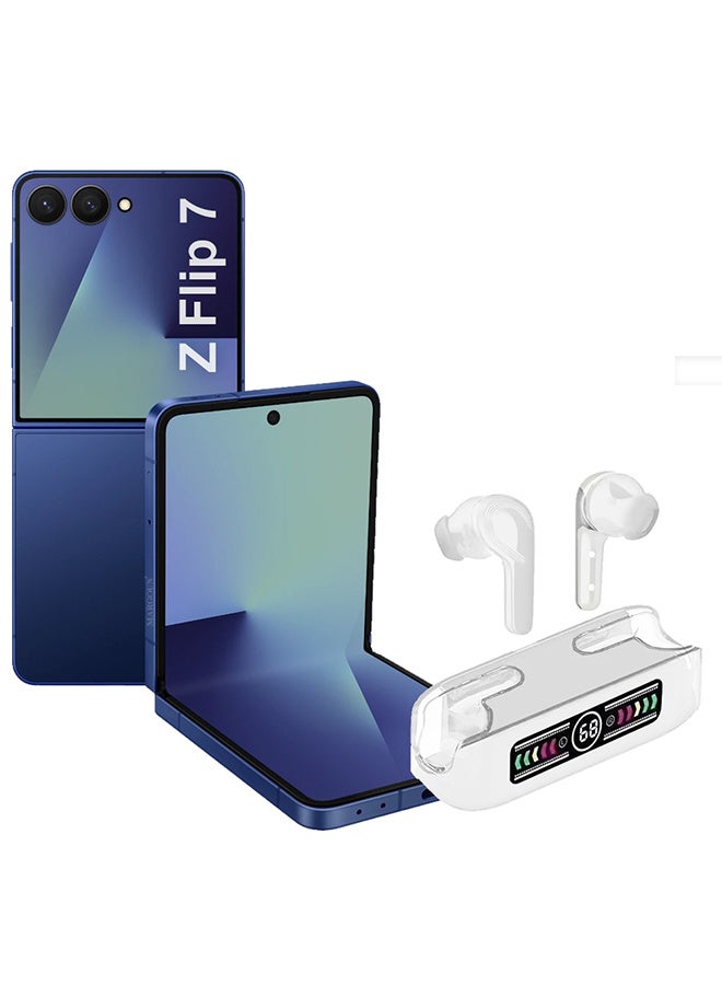 مارجون Stereo Wireless Headset for Galaxy Z Flip 7 with Auto Pairing and LED Display White - Image 1
