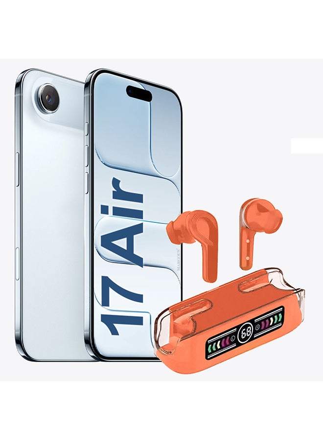 مارجون Stereo Wireless Headset for iPhone 17 Air with Auto Pairing and LED Display Orange - Image 1