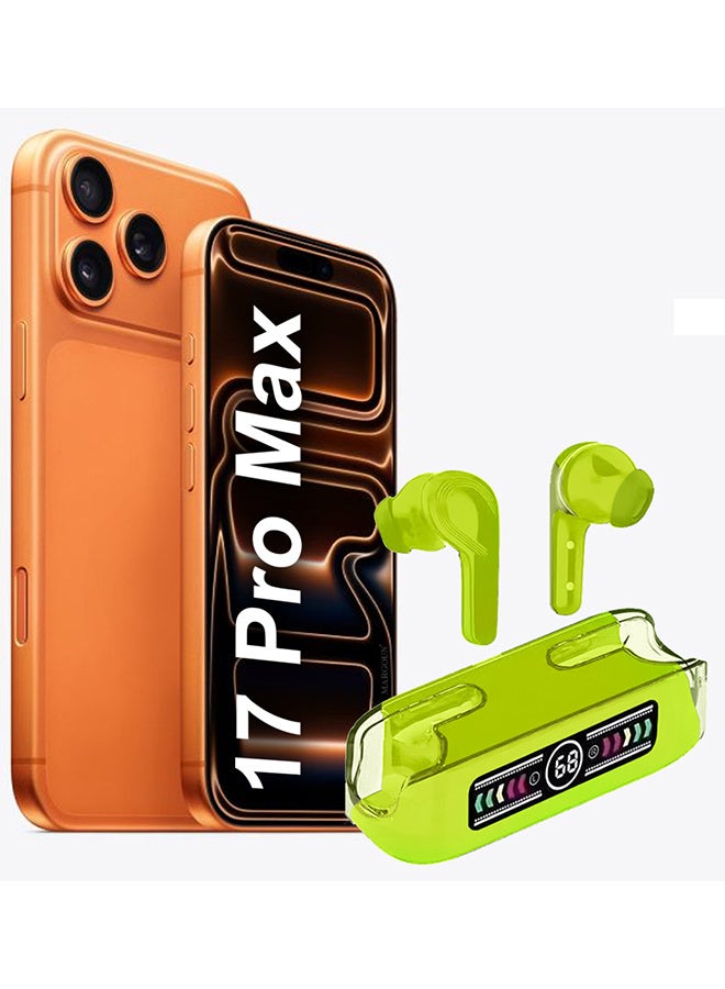 مارجون Stereo Wireless Headset for iPhone 17 Pro Max with Auto Pairing and LED Display Green - Image 1