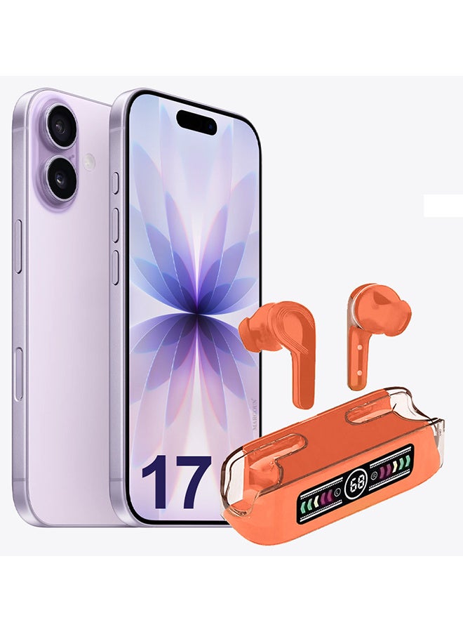 مارجون Stereo Wireless Headset for iPhone 17 with Auto Pairing and LED Display Orange - Image 1