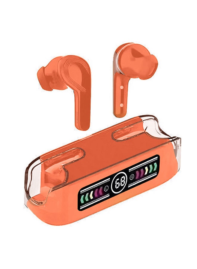 مارجون Stereo Wireless Headset for iPhone 17 with Auto Pairing and LED Display Orange - Image 4