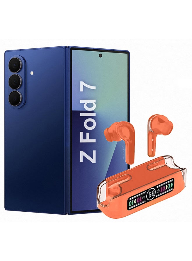 MARGOUN Stereo Wireless Headset for Galaxy Z Fold 7 with Auto Pairing and LED Display Orange - Image 1