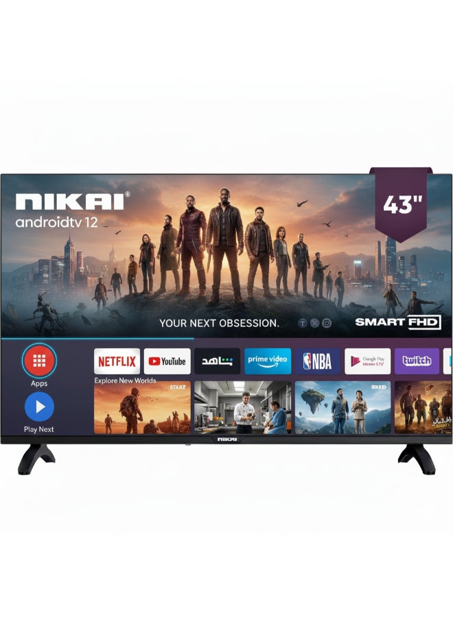 43 Inch Smart LED TV | Operating System Android | Built-In Wi-Fi, Smart Apps, 2 HDMI Ports, 1GB RAM | 16W Speakers, Quad-Core Processor | Ultra-Slim Frame, Sleep Timer, Auto Power Off | Multilingual OSD | 60HZ | 2 Year Warranty NTV4316SLED black