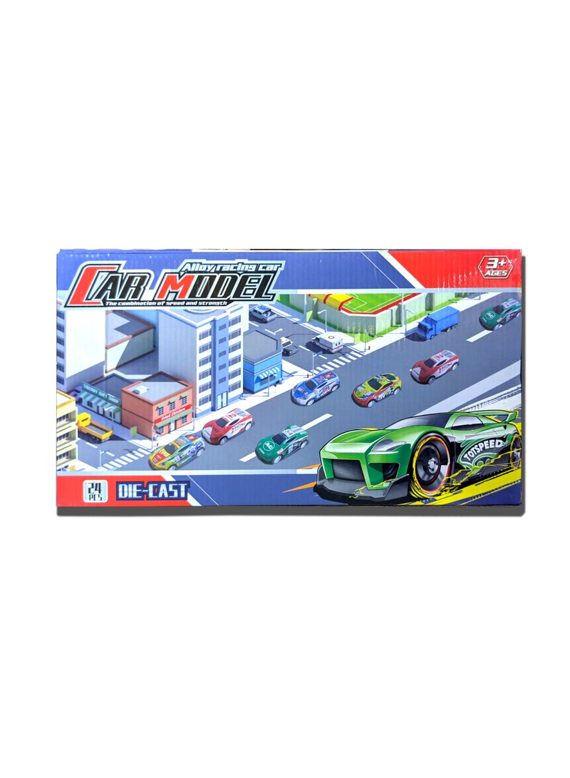 مايتويز سيارة لعبة ميني مصنوعة من سبائك معدنية من Mytoys، مجموعة سيارات لعبة سحب للخلف، مجموعة نموذج سيارة سباق ميني - 24 قطعة - متنوعة - Image 2