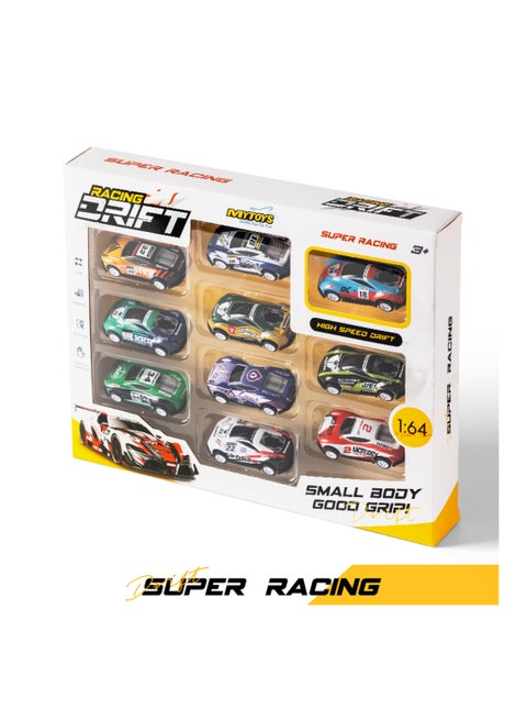 Drift Racers Set – High-Speed 1:64 Scale Toy Cars, Gift Pack for Boys & Girls (10 - Pack)