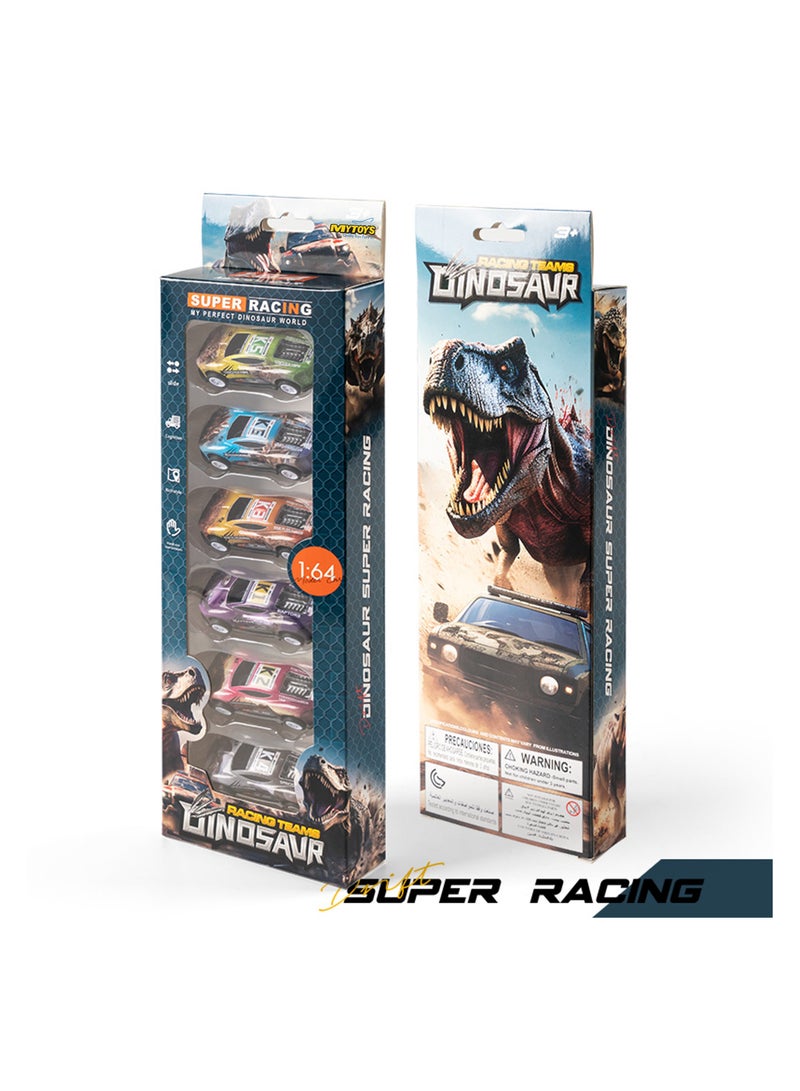 MYTOYS 1:64 Dinosaur Race Team Car Set – Die-Cast Toy Cars for boys and Girls-(6 Pieces)