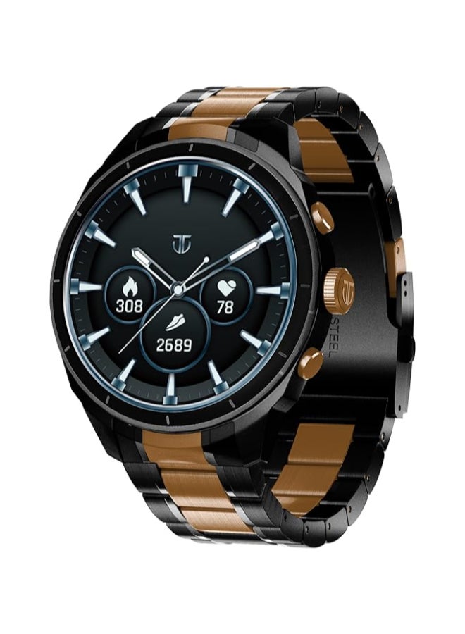 Titan Heritage 1.43" AMOLED Dual-Tone Stainless Steel Bracelet Smart Watch for Men, BT Calling, Voice Assistant, Quick Health Measurement, Functional Crown, 3D UI, 60Hz Display, Fast Charging (Black) Two Toned - Image 1