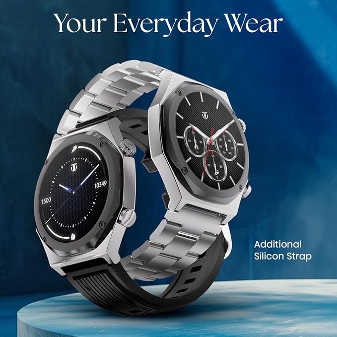 Titan Maestro 1.47" Zero Lag AMOLED Smart Watch for Man with SS316L Stainless Steel, BT Calling, 60Hz Refresh Rate, Health Tracking,10 Days Battery,Water & Dust Resistant, Extra Silicon Strap (Black) Black - Image 5