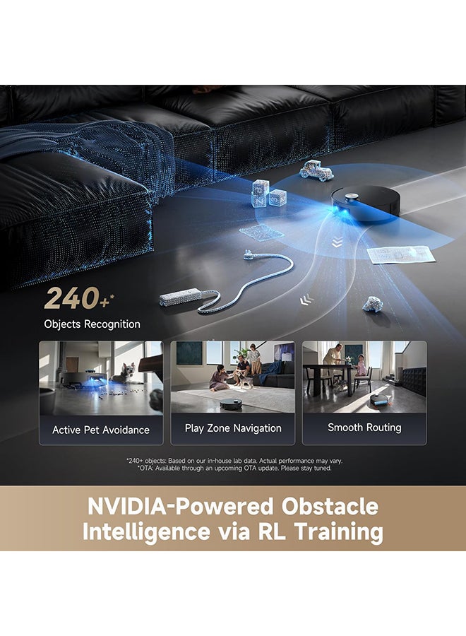 Dreame Aqua10 Ultra Roller Robot Vacuum Cleaner, Automatic Roller Cleaning, 8 cm Obstacle Avoidance, Automatic Emptying, 30,000 Pa Suction, Intelligent Voice Control - 60 W RLH71DE-B Black - Image 5