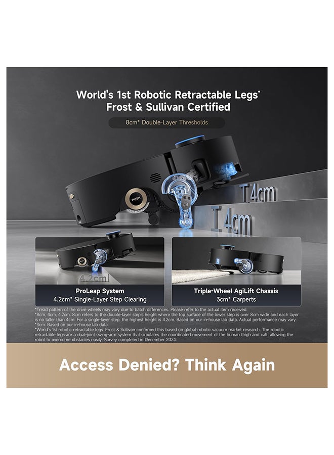 Dreame Aqua10 Ultra Roller Robot Vacuum Cleaner, Automatic Roller Cleaning, 8 cm Obstacle Avoidance, Automatic Emptying, 30,000 Pa Suction, Intelligent Voice Control - 60 W RLH71DE-B Black - Image 3