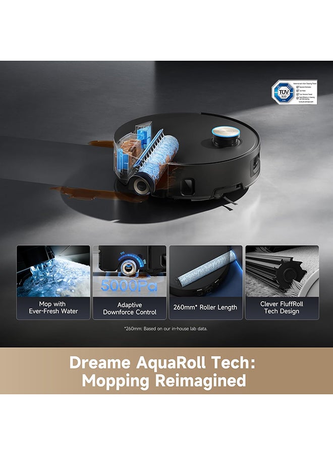 Dreame Aqua10 Ultra Roller Robot Vacuum Cleaner, Automatic Roller Cleaning, 8 cm Obstacle Avoidance, Automatic Emptying, 30,000 Pa Suction, Intelligent Voice Control - 60 W RLH71DE-B Black - Image 2