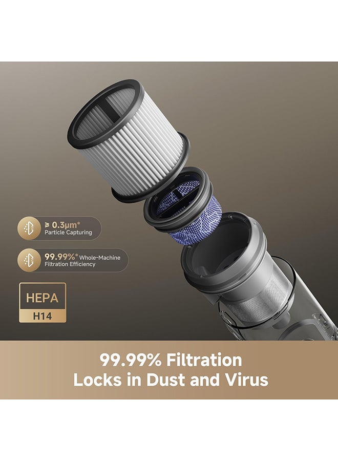 دريم مكنسة كهربائية لاسلكية R20 ألترا، فرشاة أومني، 210 AW شفط، محرك عالي السرعة، 90 دقيقة أقصى وقت تشغيل، 99.99%، فلتر HEPA H14، تقنية كشف الغبار، ضمان لمدة سنتين - Image 4
