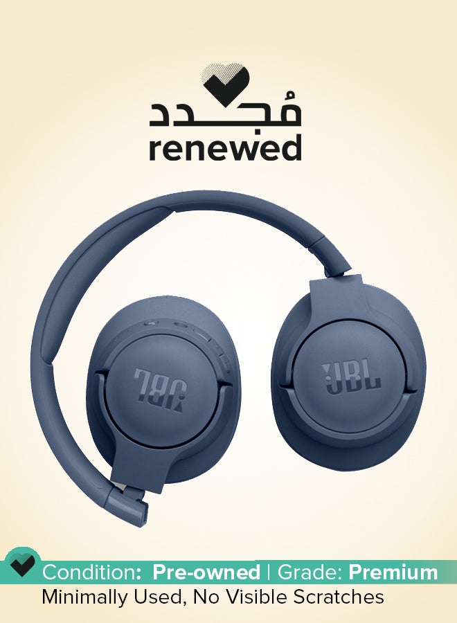 جي بي إل Renewed - Tune 720Bt Wireless Over Ear Headphones Pure Bass Sound 76H Battery Hands Free Call Plus Voice Aware Multi Point Connection Lightweight And Foldable Detachable Audio Cable blue - Image 1