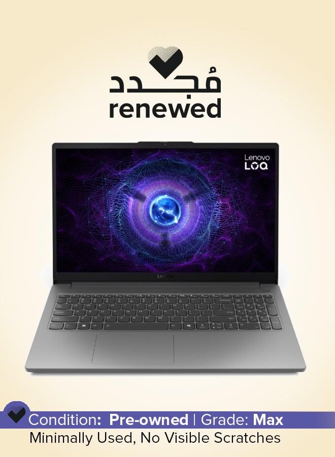 Lenovo Renewed - LOQ Gaming Laptop With 15.6-inch Full HD (1920x1080) IPS  Display, Core i5-12450HX Processor/16GB DDR5 RAM/512 GB SSD/4GB Nvidia GeForce RTX 2050 Graphics/DOS(Without Windows)/ English/Arabic grey - Image 1