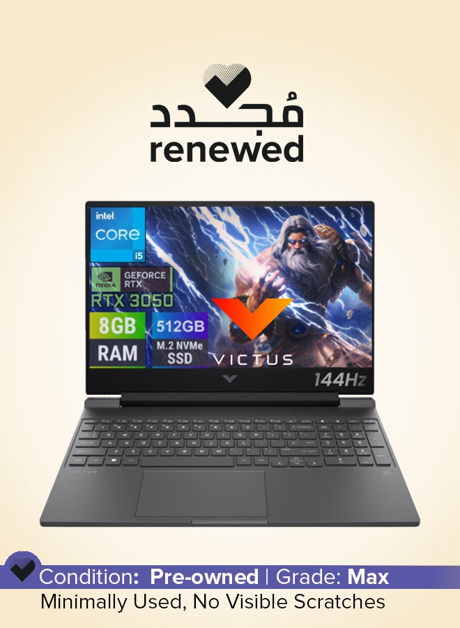 HP Renewed - Victus Gaming (Upgraded laptop) Laptop With 15.6 Inch Full HD (1920x1080) 144Hz Display,Intel Core i5 13500H Processor/8GB RAM DDR4/512GB SSD/Windows 11/NVIDIA GeForce RTX 3050 Graphics/ English/Arabic Black - Image 1