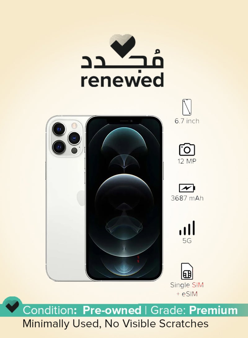 ابل  Renewed - iPhone 12 Pro Max With Facetime 128GB Silver 5G - International Specs - Image 1