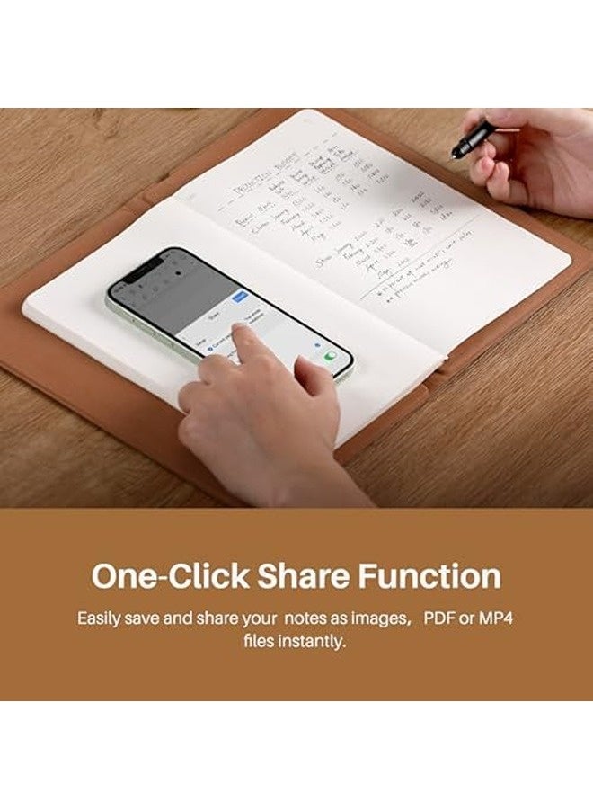 HUION Note 2-in-1 Digital Notebook Drawing Tablet (A5, 9.5x7") – Bluetooth Wireless Smart Writing Pad with Battery-Free Pen, Refillable Paper Notebook for Note-Taking, Sketching & Meetings Brown - Image 4