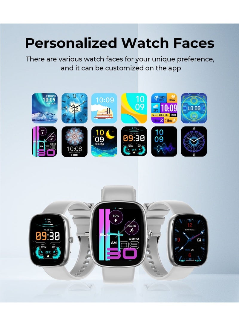 Aukey Smartwatch with Calling Function, 1.83-inch TFT display, IP68 Waterproof, 15 Days Battery Life, Fitness Tracker with Sport & Health tracking & Customise faces SW-2S - Silver - Image 5