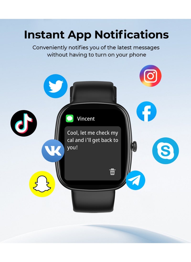 Aukey 230 mAh AUKEY Smartwatch with Calling Function, 1.83-inch TFT display, IP68 Waterproof, 15 Days Battery Life, Fitness Tracker with Sport & Health tracking & Customise faces SW-2S Black black - Image 5