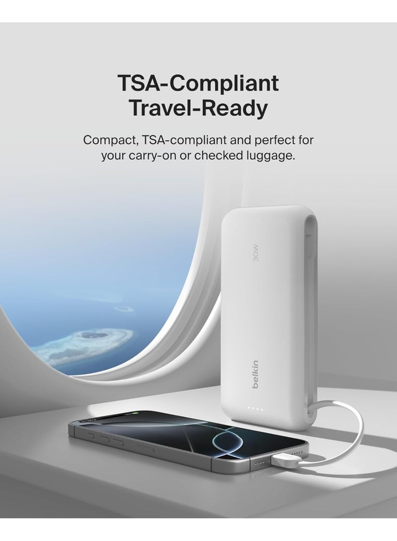بيلكين "باور بانك محمول بسعة 20,000 مللي أمبير مع كابل مدمج وتقنية PD 30 واط للشحن السريع، متوافق مع iPhone 16، iPad Pro، Galaxy S25 والأجهزة الحديثة الأخرى" - Image 5