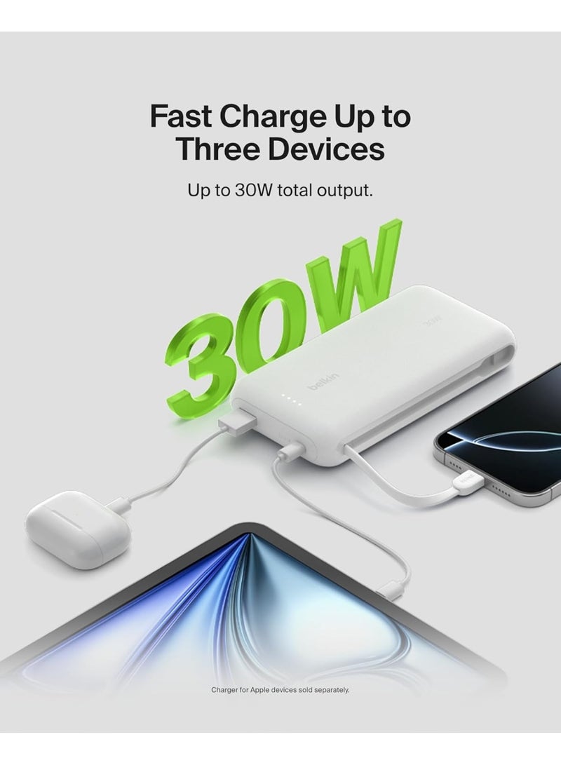 بيلكين "باور بانك محمول بسعة 20,000 مللي أمبير مع كابل مدمج وتقنية PD 30 واط للشحن السريع، متوافق مع iPhone 16، iPad Pro، Galaxy S25 والأجهزة الحديثة الأخرى" - Image 3