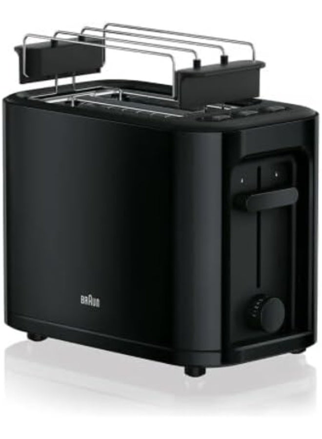 براون Toaster, Double Slot, Removable Crumb Tray, Warm-up and Defrost Function, 7 Roasting Levels, Separate Bun Attachment, Black 1000 W HT3010BK black - Image 1