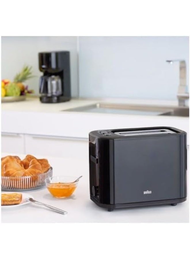 براون Toaster, Double Slot, Removable Crumb Tray, Warm-up and Defrost Function, 7 Roasting Levels, Separate Bun Attachment, Black 1000 W HT3010BK black - Image 4