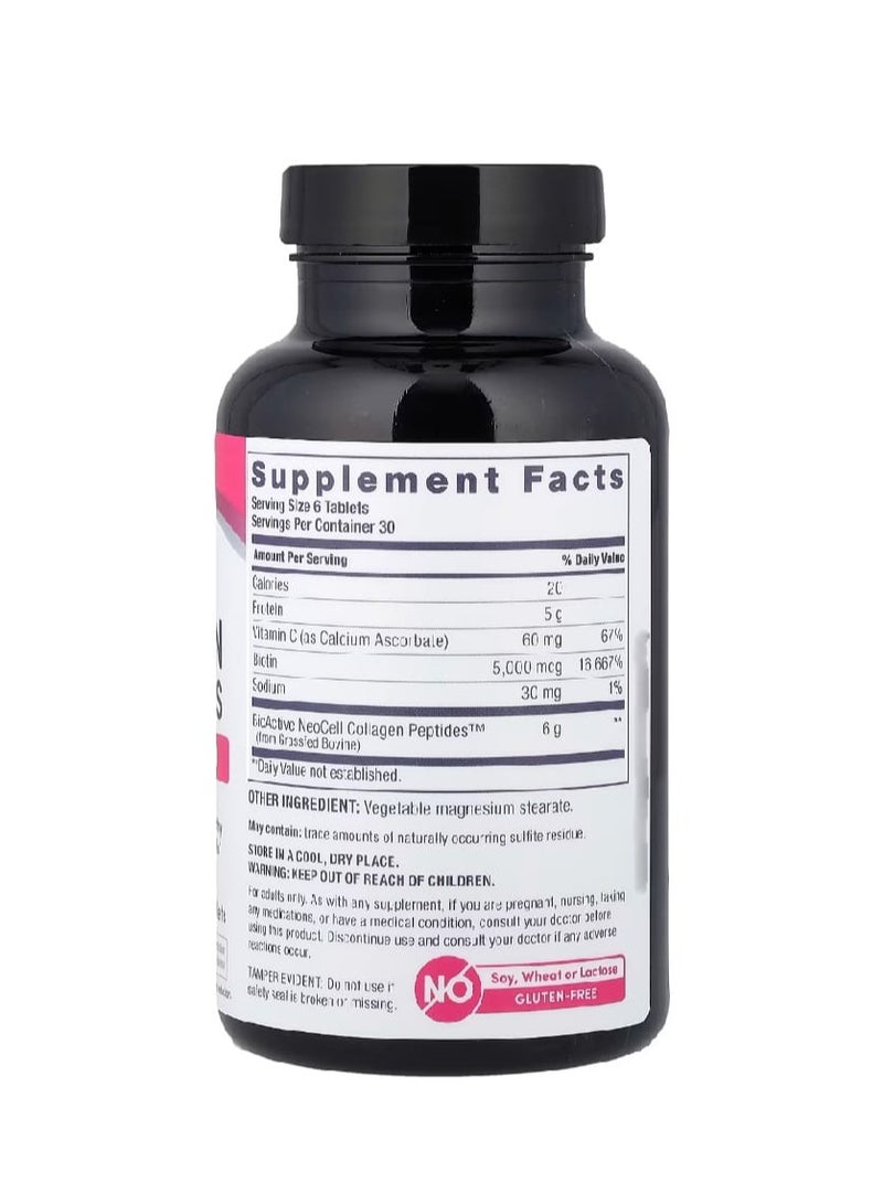 NEOCELL Grassfed Collagen Peptides + Vitamin C & Biotin 180 Tablets - Image 2